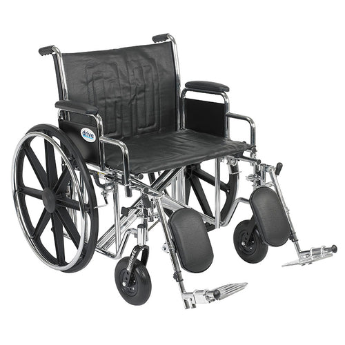 Drive Medical STD24ECDDA-ELR Sentra EC Heavy Duty Wheelchair, Detachable Desk Arms, Elevating Leg Rests, 24"Seat